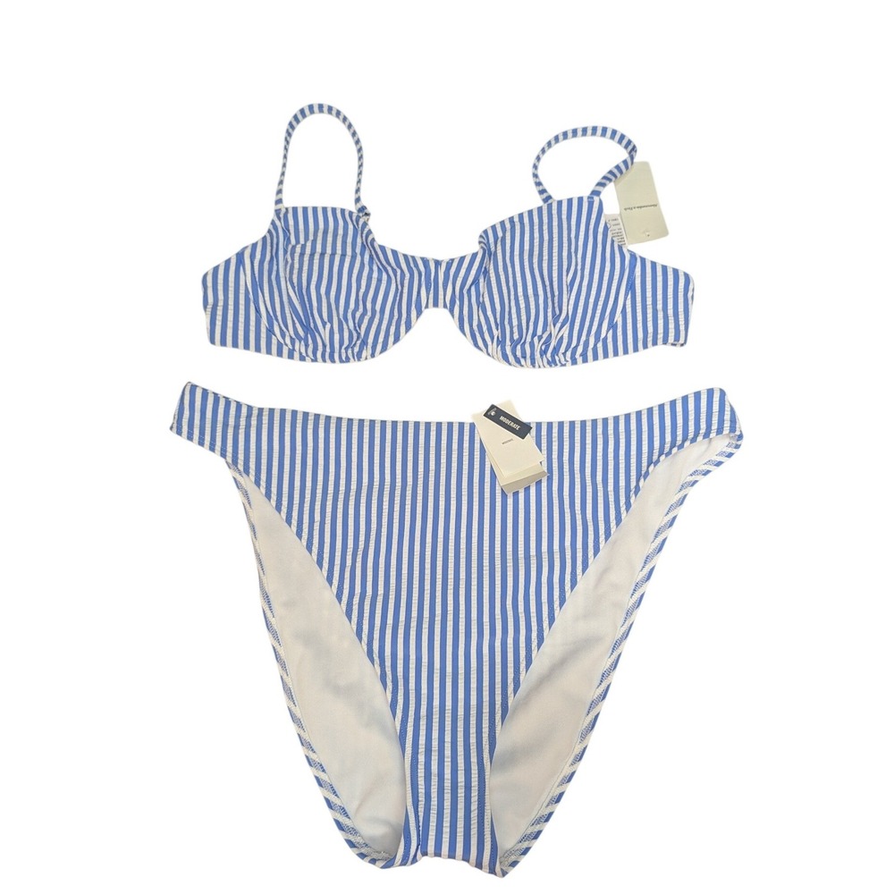 Abercrombie & Fitch Blue and White Striped Bikini